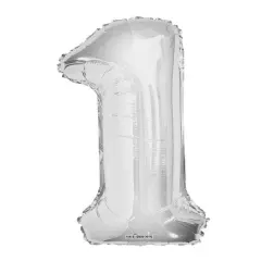 34" Numeral 1 Balloon - Silver, 1ct