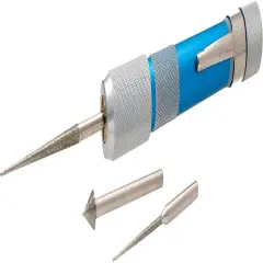 The Beadsmith Deluxe Diamond Coated Bead Reamer w/ 3 Interchangeable Tips & Aluminum Storage Handle, for Opening & Enlarging Holes & Smoothing Edges