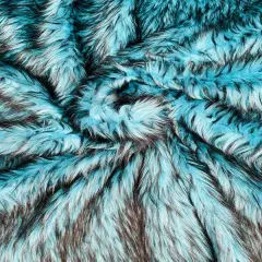 1 Yard Two Tone Husky Faux Fur Fabric Soft High Pile for Blankets Decor Costumes 58-60 inches Width Turquoise-Black