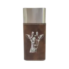 Cigar Case with Cutter - Giraffe - Leather Rustic/Silver