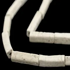 The Bead Chest Moroccan Pottery Beads, White, Rectangle: Genuine North African Berber Tribal Beads for DIY Jewelry Making and More