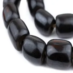 The Bead Chest Black Batik Bone Beads Barrel 22mm Kenya African Cylinder Large Hole 24 Inch Strand Handmade