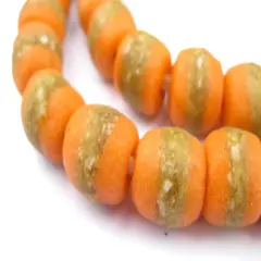 The Bead Chest African Kente Beads - Full Strand of Krobo Glass Beads (Tangerine Orange)