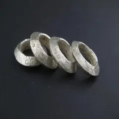 The Bead Chest Silver Ethiopian Wollo Rings (18mm) (Set of 4): Genuine Ethiopian Metal Ring Beads for DIY Jewelry