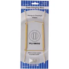 Plymor Shiny Gold Finish Wall Mountable Plate Hanger, 8" H x 3" W x 0.5" D (For Plates 10" - 14")