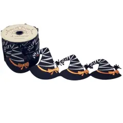 4" Witch Hat Garland Ribbon: Black (5 Yards)