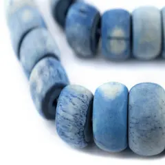 The Bead Chest Blue Cylindrical Bone Beads 18mm Nepal Cylinder 26 Inch Strand
