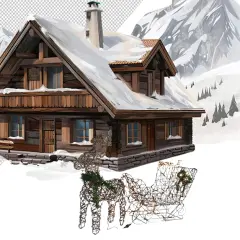 Festive LED Reindeer with Sleigh Christmas Decoration Coffee Finish 19.69 x 7.28 x 16.14 in