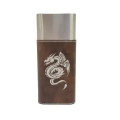 Cigar Case with Cutter - Flying Dragon Leather Rustic/Silver