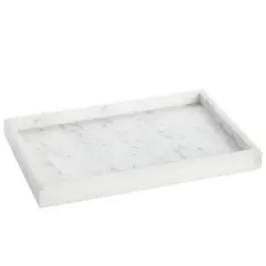 Juvale Large Marble Vanity Tray For Jewelry, Cosmetics, Candles, Lotion, Shampoo, and Perfume, for Dresser and Bathroom, Natural Veining (11.7x1.1x7.7 in, White)