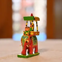 Wooden Kondapalli Maharaja Ambari Elephant Indian Handpainted Golu Decoration Showpiece for Home Living Room Shelf Display Table Decor Gifting Item Golu Dolls