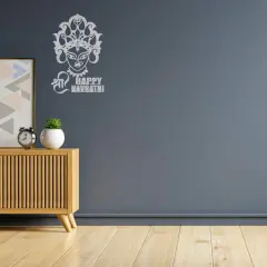 Happy Navratri Cutout, Happy Navratri Sign, Mata Face, Navratri Decoration, , Navratri Home Decor, Navratri Backdrop, Navratri Puja Silver