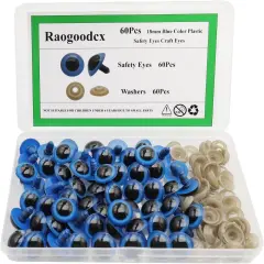 60Pcs Large Blue Plastic Safety Eyes - 18mm