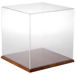 Plymor Clear Acrylic Display Case, 12" x 12" x 12" Hardwood