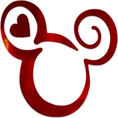 Mouse Head Heart Outline Vinyl Decal Notebook Car Laptop 5.5" x 4.5" (Red Holographic)