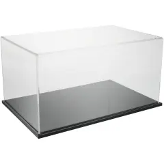 Plymor Clear Acrylic Display Case with Hardwood Base, 16" W x 10" D x 8" H Black
