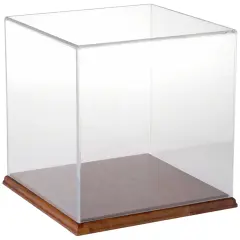 Plymor Clear Acrylic Display Case, 10" x 10" x 10" Hardwood