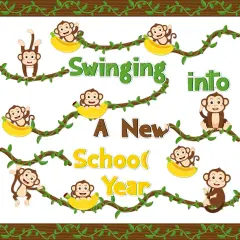 92Pcs Wild Monkey School Bulletin Board Set