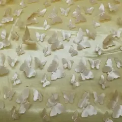 1 Yard Gold 3D Butterfly Embroidered Mesh Tulle Fabric for Dresses & Decorations