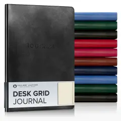 Gallery Leather Grid Journal - Crafted in Maine, USA - Elegant Leather Writing Notebook with 192 Lined Pages - A Timeless Space for Your Thoughts - 8x5.5, Desk Grid Acadia Black