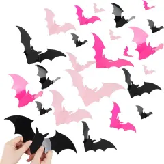 144pcs Pastel Halloween Bats Wall Decoration