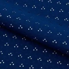 1 Yard Eyelet Jacquard Stretch Fabric 4-Way Floral Polyester Spandex for Dance & Swimwear 53&Prime; Width Navy
