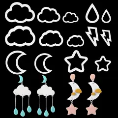 14 Pcs Polymer Clay Cutters Set, Cloud Moon Star Crescent Clay Earring