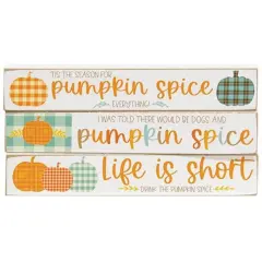 Wood Autumn Mini Quote Blocks with Pumpkin Spice Art 3 Asstd.