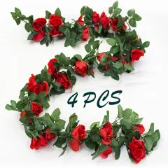 4 Pack Artificial Rose Vine Garland