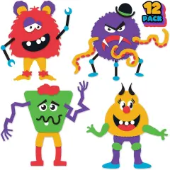 12 Sets -DIY Foam Monster Craft Kit, Mess-Free Arts and Crafts Activity for Kids