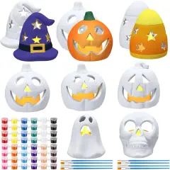 8 Set DIY Ceramic Halloween Lanterns Figurines Paint Craft Kit