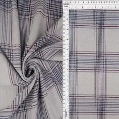 1 Yard Double Knit Jacquard Plaid Fabric 240 GSM, 84% Polyester 13% Rayon 3% Spandex Blend 58/60" Width NAVY