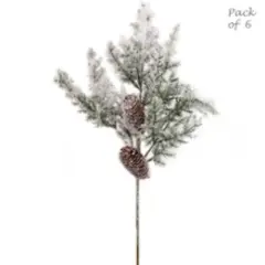 4PC Snow Pine Picks with Pine Cones - Box of 6 Realistic Christmas Floral Accents for Home Decor and Events | 2024 Christmas Collection, Floral Home by Artificial Flowers