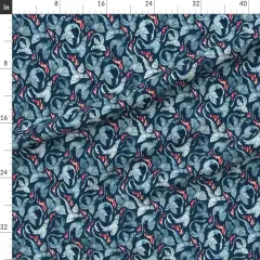 Various Fabrics by the Yard or Fat Quarter Dragon Fire Dark Blue Small Fantasy Watercolor Scarlet Flying Custom Printed Fabric by Spoonflower