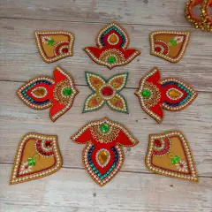 Acrylic Rangoli Set Indian Traditional Handmade Reusable Rangoli Diwali Navratri Christmas Home Decor Floor Table Decoration - Deepawali Wedding Housewarming Gift Pack of 1 (20 Inches)