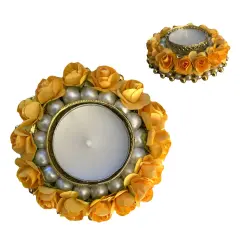 2CT Rose Tealight Candle Holder Festival of Light Decorative Rose T-light Holder for Diwali Christmas Hanukkah Thanksgiving Housewarming Gift Centerpiece Dining Table Home Decor