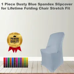 1 Piece Dusty Blue Spandex Slipcover for Lifetime Folding Chair Stretch Fit