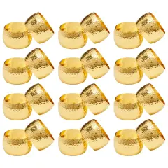 Gold Napkin Rings, Set of 12 for Dining Table (Metal, 1.8 Inches)
