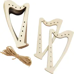 30 Pack 4 Inch Wood Harp Cutouts Unfinished Wooden Harp Hanging Ornaments