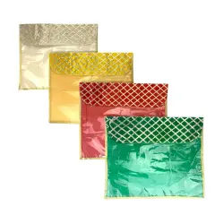 5 Assorted Gotta Patti Saree Bags Lehnga Cover Clothes Organizer Sari Storage Bag for Wardrobe and Gifting Storage Indian Wedding Favor Cloth Case Birthday