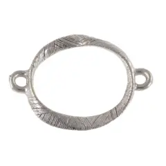 JewelrySupply Etched 19mm Wavy Round Connector w/2 Rings Antique Silver (Package of 2)