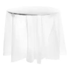 White Round Disposable Plastic Tablecloths - 84" (96 Tablecloths)