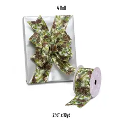 Classic Pinecones & Foliage Natural Wired Ribbon 2.5" x 10 Yards