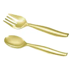 Gold Disposable Plastic Serving Flatware Set (60 Pairs)