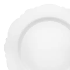 Solid White Round Blossom Disposable Plastic Dinner Plates - 10.25" (120 Plates)