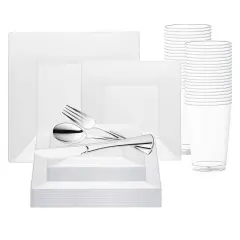 Clear Square Plastic Wedding Value Set (20 Settings)
