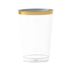 Clear with Metallic Gold Rim Round Tumblers - 12 oz. (240 Cups)