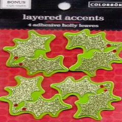 Colorbok Holly Leaves Glitter Layered Accent Stickers