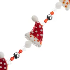 Crystal Lane DIY 7" Lampwork Designer Holiday Glass Bead Mix Strand Polka Dot Santa Hat