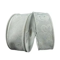 1.5" White Glitter Lisa Hearts: White (10 Yards)